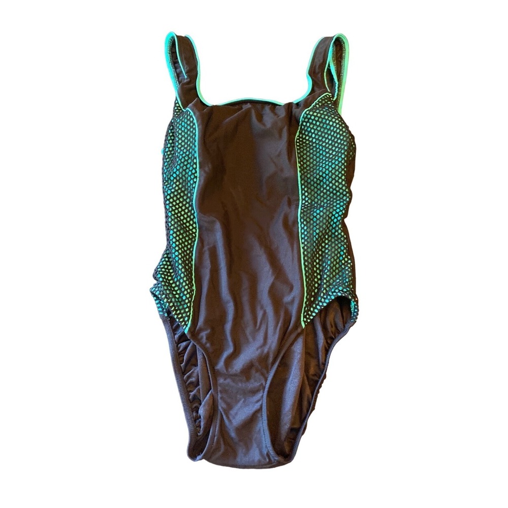 Gabar Swimsuit Black Treen Mesh One Piece Tank Size 8